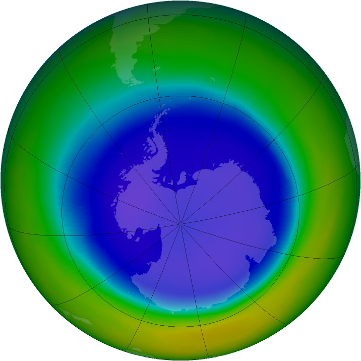 Antarctic ozone map for September 1998